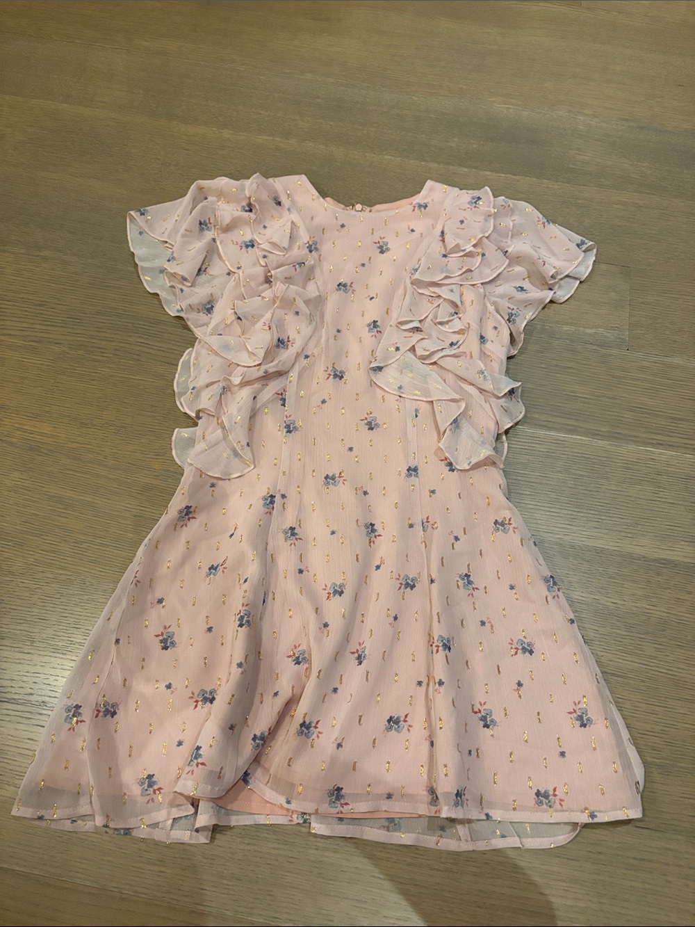 Revolve/Tularosa Pink Floral Ruffle Chiffon Dress